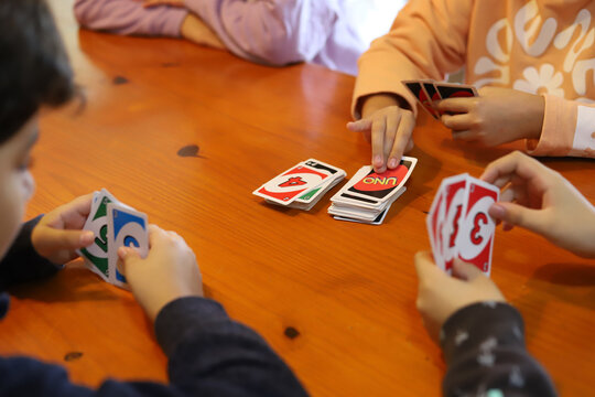 Kids playing card games